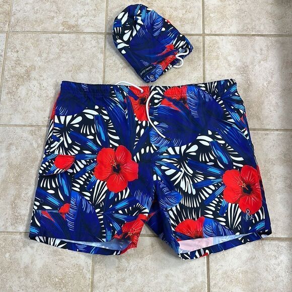 NWOT Paisley & Gray Swim Trunks with Carry Bag - Picture 1 of 8